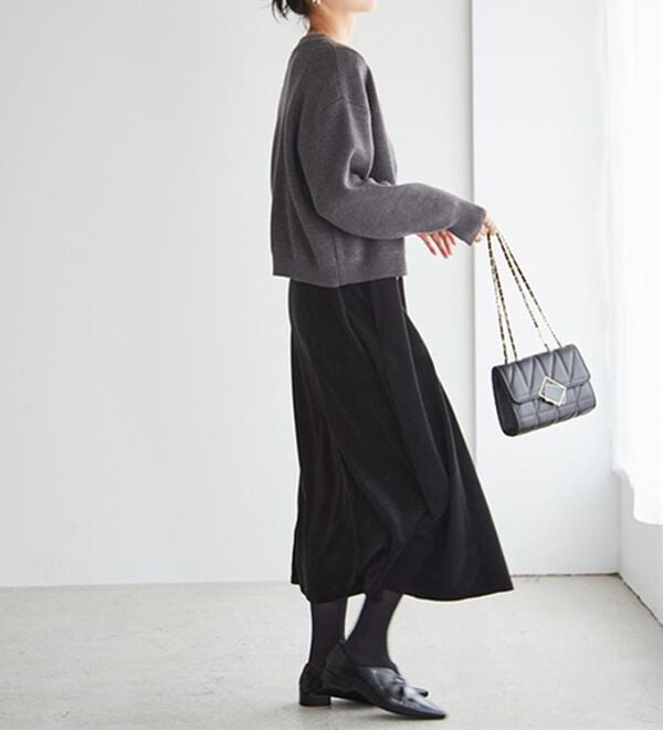 RANAN（ラナン）の「畦ニットカーデ&times;ベロアキャミワンピ（ロングワンピース）」｜詳細画像