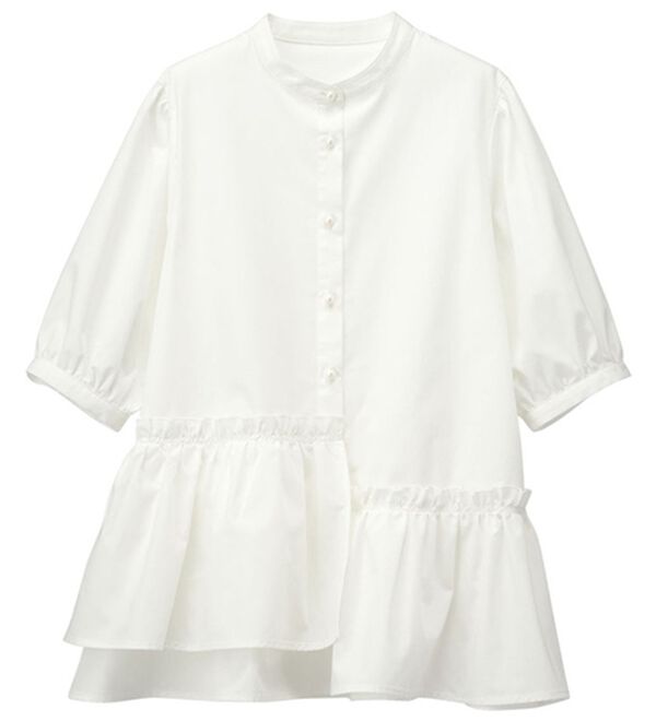 RANAN（ラナン）の「５分袖ペプラムギャザーブラウス（ブラウス）」｜詳細画像