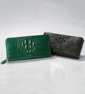 「希少なクラウン付きクロコラウンド長財布（メンズ財布・パスケース）」｜詳細画像