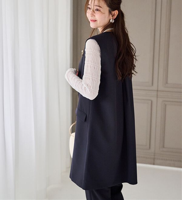 RANAN（ラナン）の「【２点セット】防シワ！ロングジレセットアップ（パンツスーツ）」｜詳細画像