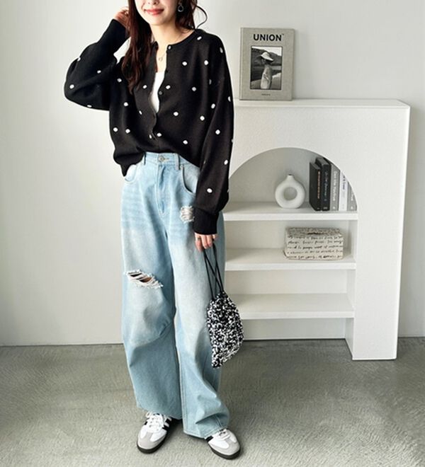 GeeRA（ジーラ）の「ドット柄カーディガン（ニットカーディガン）」｜詳細画像