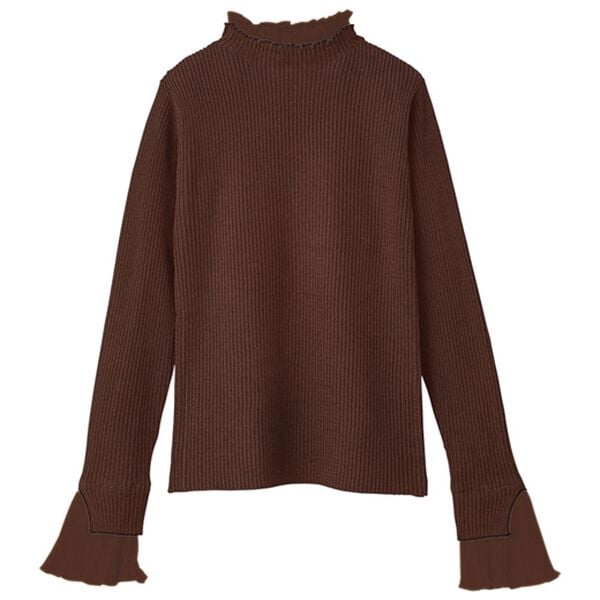 GeeRA（ジーラ）の「プリーツ付ハイネックリブニットトップス（ニット・セーター）」｜詳細画像