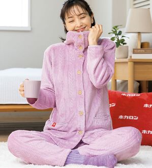 ルフラン（ルフラン）の「【ホカロン】首元までぽかぽかケーブル柄パジャマ（パジャマ・ルームウェア）」｜詳細画像