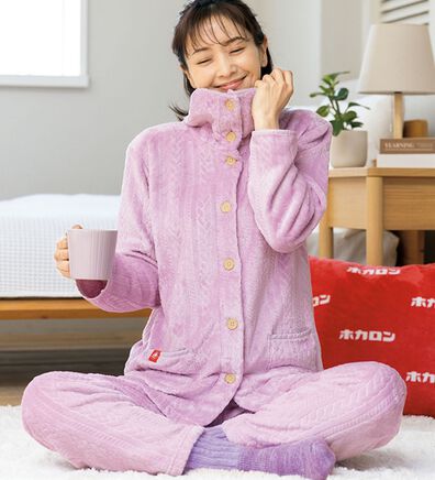 ルフラン（ルフラン）の「【ホカロン】首元までぽかぽかケーブル柄パジャマ（パジャマ・ルームウェア）」