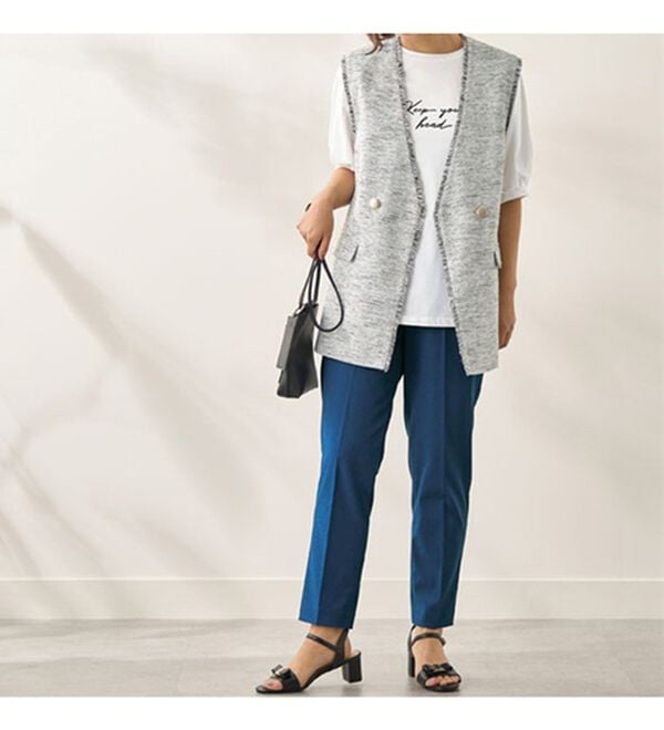 BELLUNA（ベルーナ）の「ファンシーツイード素材金ボタン使いジレ（ジレ）」｜詳細画像