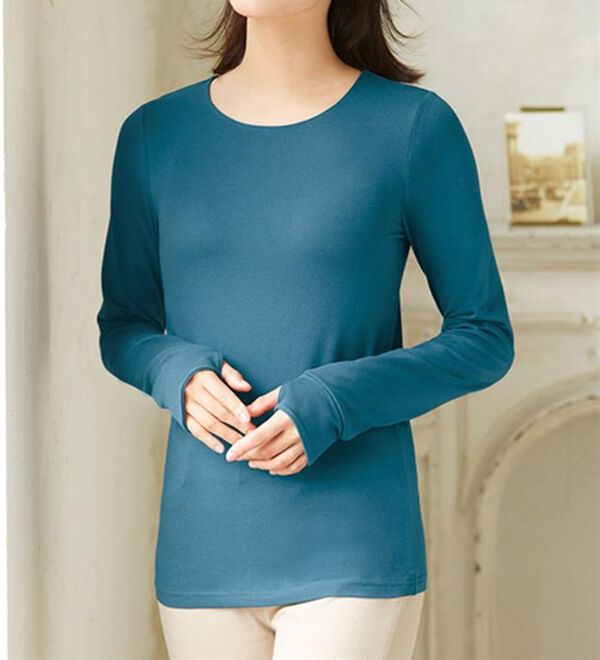 「こっそり手首あたためインナークルーネック（肌着・インナーウェア）」｜詳細画像