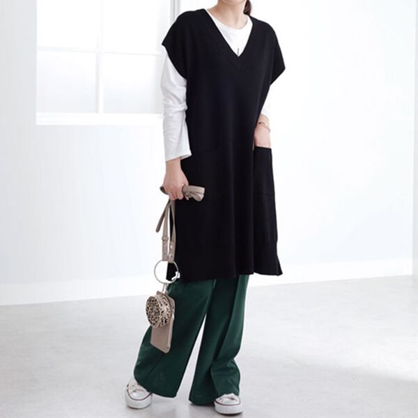 BELLUNA（ベルーナ）の「Ｖネックニットチュニックベスト（ベスト）」｜詳細画像