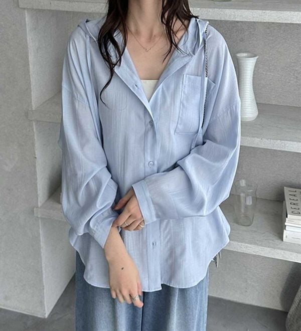 GeeRA（ジーラ）の「フード付きオーバーサイズシャツ（シャツ）」｜詳細画像