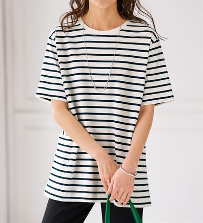 BELLUNA（ベルーナ）の「サイドポケット使いボーダー柄チュニック（チュニック）」