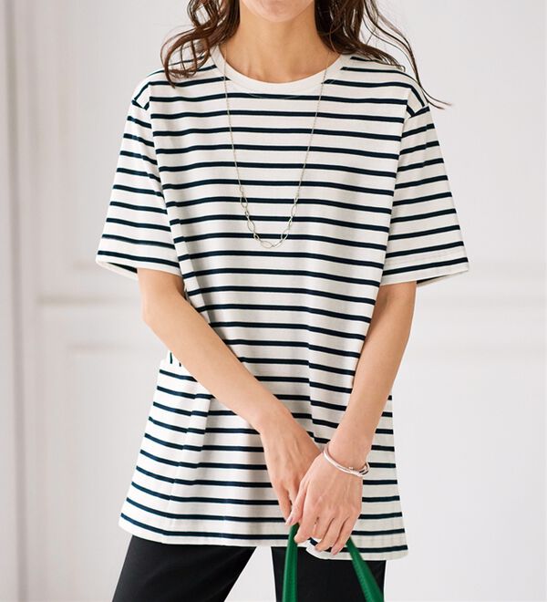 BELLUNA（ベルーナ）の「サイドポケット使いボーダー柄チュニック（チュニック）」｜詳細画像