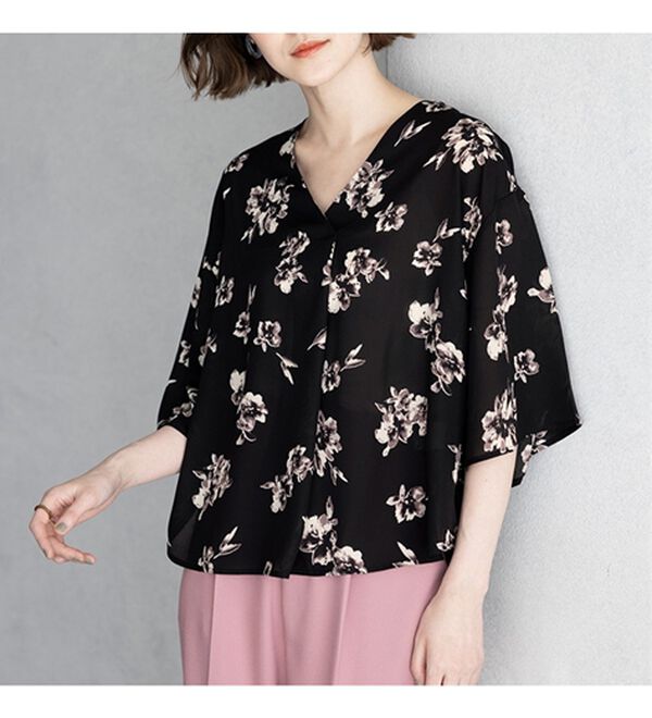 GeeRA（ジーラ）の「花柄フレアースリーブブラウス（ブラウス）」｜詳細画像