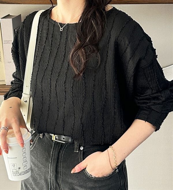 GeeRA（ジーラ）の「シャギージャカードボートネックカットソー（カットソー）」｜詳細画像