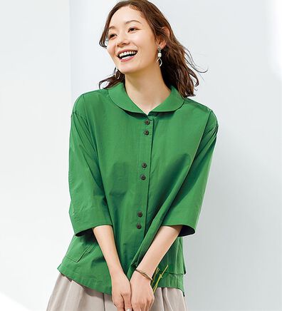 BELLUNA（ベルーナ）の「グリーンが映える！スカートコーデ用綿素材ブラウス（ブラウス）」