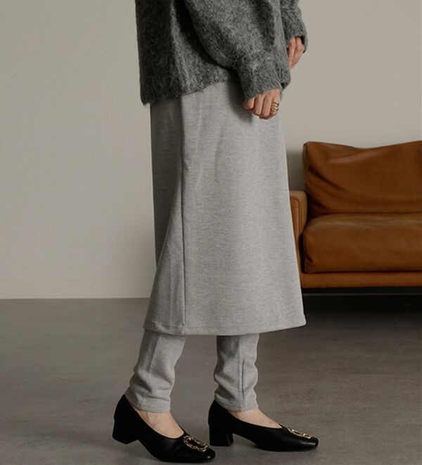 RANAN（ラナン）の「レイヤードニットソースカートパンツ（フルレングスパンツ）」｜詳細画像