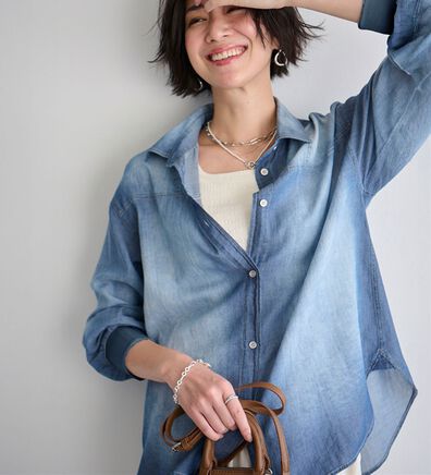BELLUNA（ベルーナ）の「柔らかシアーデニム素材シャツチュニック（チュニック）」