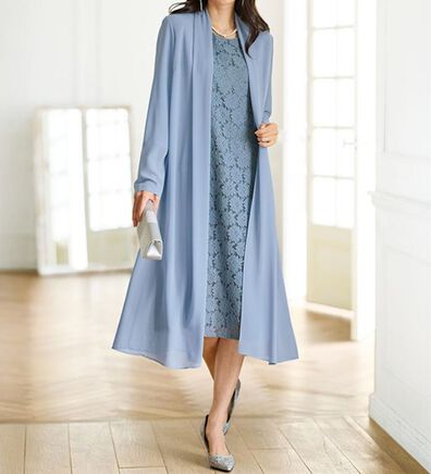 BELLUNA（ベルーナ）の「軽やかロングジャケットレースワンピースアンサンブル（ワンピースセットスーツ）」