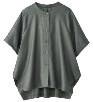 BELLUNA（ベルーナ）の「華奢見せ！麻調素材ラグラン切替ブラウス（ブラウス）」｜チャコール