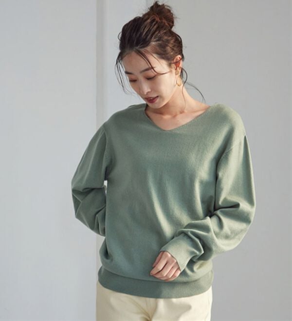 A HAPPY MARILYN（アハッピーマリリン）の「【Ｍ～６Ｌ】Ｒｉｎ 毛玉になりにくいＶネックニット（ニット・セーター）」｜詳細画像