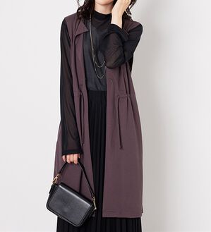 BELLUNA（ベルーナ）の「ドロスト使いポケット付ロングジレ（ジレ）」｜モカ