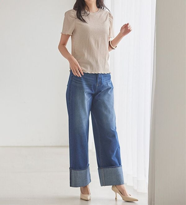 RANAN（ラナン）の「ギンガムチェック楊柳Ｔブラウス（カットソー）」｜詳細画像