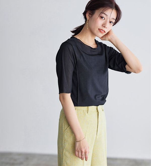 Pierrot（ピエロ）の「５分袖メロートップス（カットソー）」｜詳細画像