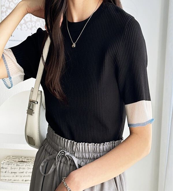 GeeRA（ジーラ）の「『ドラマ着用商品』 袖口シアーリブニット（ニット・セーター）」｜詳細画像