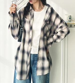 GeeRA（ジーラ）の「アソート柄オーバーサイズシャツ（シャツ）」｜ブラック系チェック