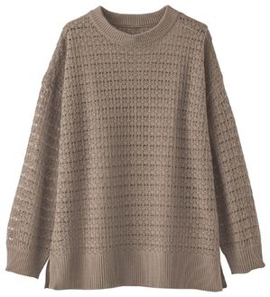 BELLUNA（ベルーナ）の「涼やか透かし編ニットプルオーバー（ニット・セーター）」｜モカ