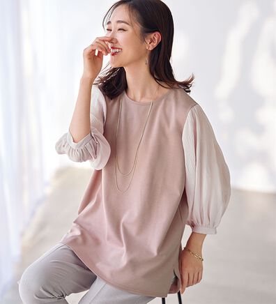 BELLUNA（ベルーナ）の「ヒンヤリ！プリーツ使いデザインプルオーバー（カットソー）」