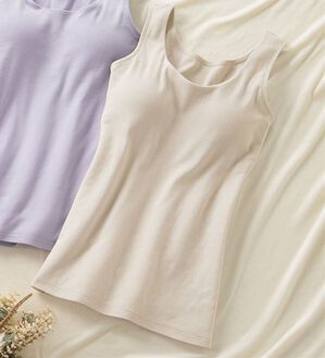 「素肌よろこぶオーガニックコットンブラキャミ（肌着・インナーウェア）」｜グレージュ