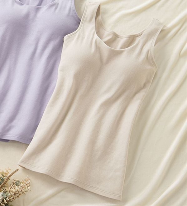 「素肌よろこぶオーガニックコットンブラキャミ（肌着・インナーウェア）」｜グレージュ