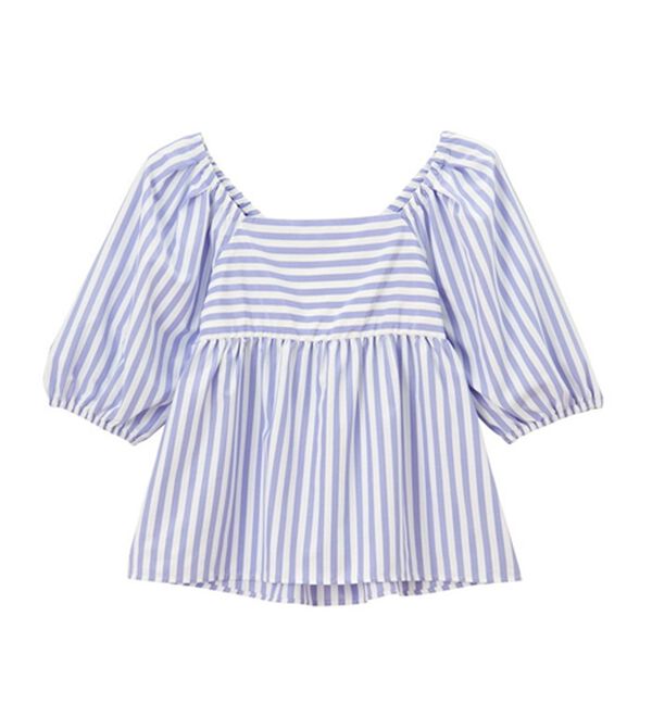 GeeRA（ジーラ）の「スクエアネックストライプ切替ブラウス（ブラウス）」｜詳細画像