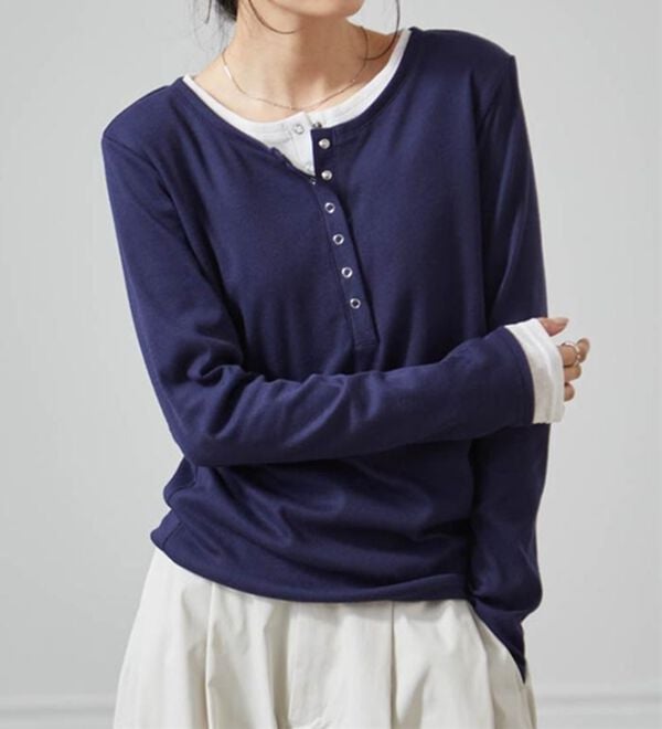 RANAN（ラナン）の「レイヤードヘンリーネックリブTシャツ（カットソー）」｜詳細画像
