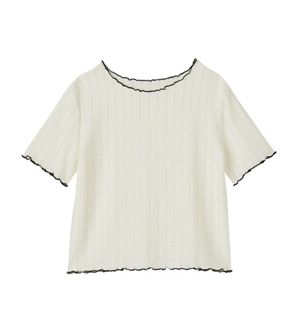 RANAN（ラナン）の「透かし柄メロー配色Ｔシャツ（カットソー）」｜詳細画像