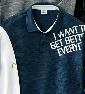 「＜ヘッド＞スポーティロゴデザインポロシャツ（メンズポロシャツ）」｜杢ネイビー