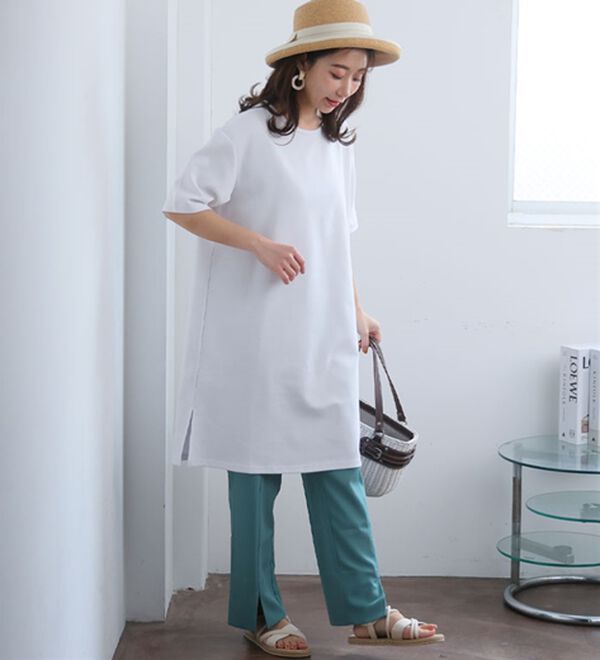 A HAPPY MARILYN（アハッピーマリリン）の「【Ｍ～８Ｌ】【接触冷感・吸水速乾】体型カバー五分袖チュニック（チュニック）」｜詳細画像