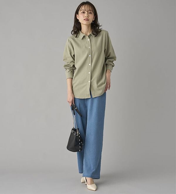 BELLUNA（ベルーナ）の「新感覚！メッシュデニムワイドパンツ（フルレングスパンツ）」｜詳細画像