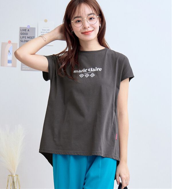 alotta（アロッタ）の「【マリクレール・スポーツ】モックネックギャザーＴシャツ（Tシャツ）」｜詳細画像