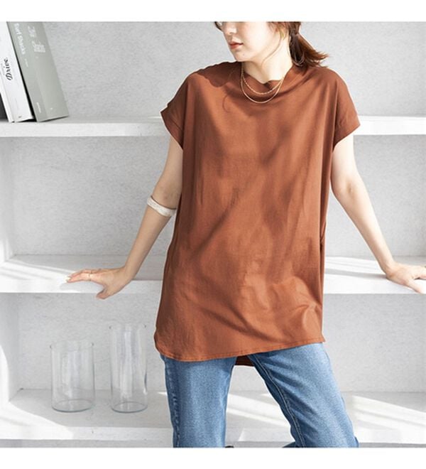 GeeRA（ジーラ）の「綿１００％フレンチスリーブチュニックＴシャツ（カットソー）」｜詳細画像