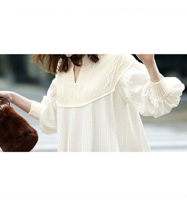 RANAN（ラナン）の「ニットドッキングプリーツブラウス（ブラウス）」｜詳細画像