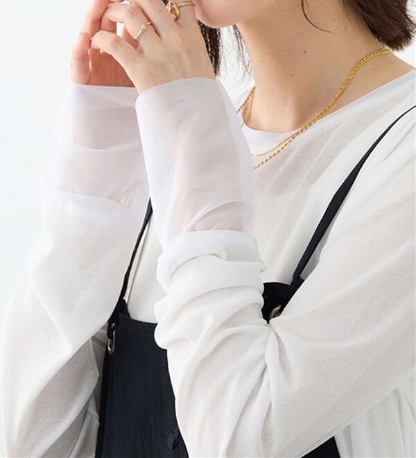 Viola e Viola（ヴィオラ エ ヴィオラ）の「程よい透け感大人シアー素材切替トップス（カットソー）」｜詳細画像