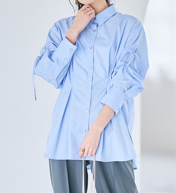 RANAN（ラナン）の「ウエストタック袖リボンシャツ（シャツ）」｜詳細画像