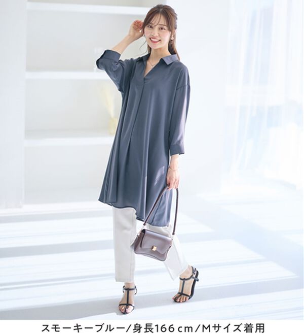 alotta（アロッタ）の「衿付きスキッパーとろみチュニックワンピース（チュニックワンピース）」｜詳細画像