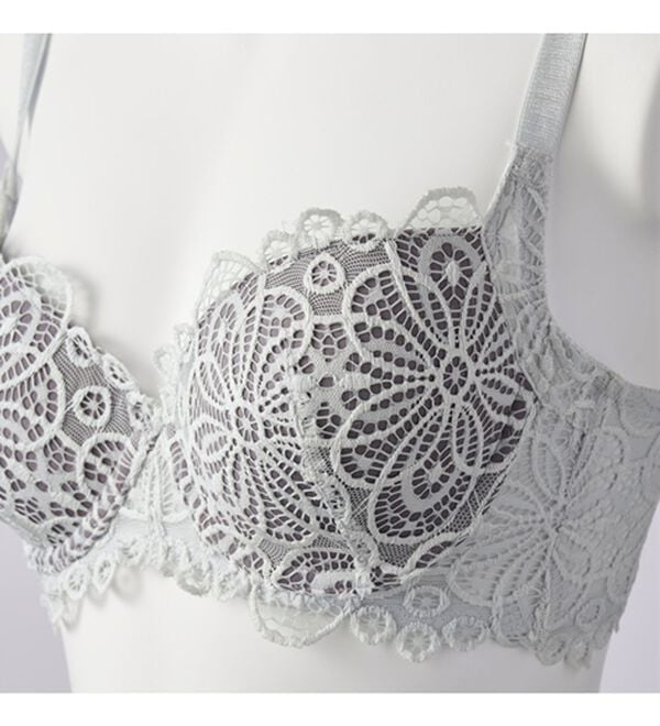 YU'NOW（ユナウ）の「レーシー脇高スッキリブラ＆ショーツ　～配色カラー～（ブラジャー＆ショーツセット）」｜詳細画像