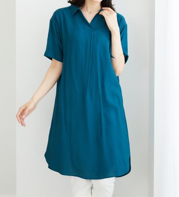 BELLUNA（ベルーナ）の「レーヨンナイロン素材シャツワンピース（その他ワンピース）」｜詳細画像