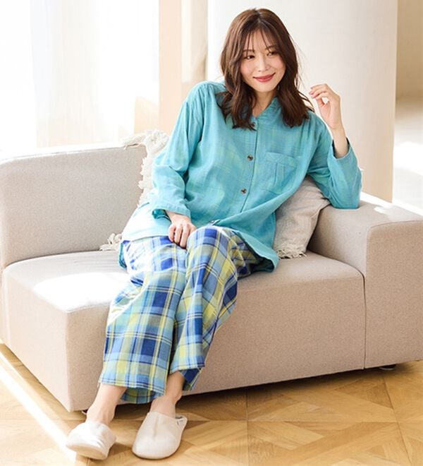 LAVIENNE（ラヴィエンヌ）の「【オーガニックコットン使用】綿１００％Ｗガーゼのルームパジャマ（パジャマ・ルームウェア）」｜詳細画像