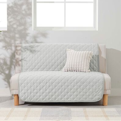 iellio（イエリオ）の「１年中使える！はっ水麻風キルトソファカバー＜裏面滑りにくい加工付・オールシーズン・洗濯可能・ウォッシャブル＞（ソファーカバー）」