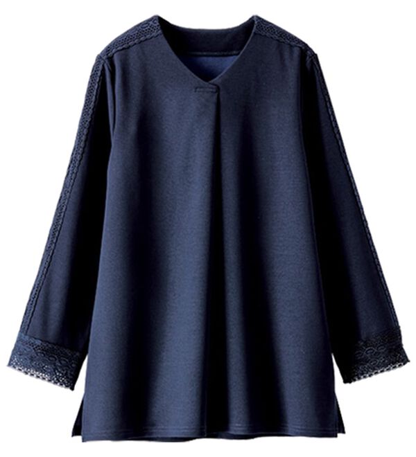 BELLUNA（ベルーナ）の「カットジョーゼット素材レース使いブラウス（カットソー）」｜詳細画像