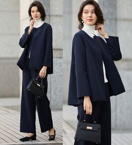 GeeRA（ジーラ）の「【２点セット】フレアーラインジャケットワイドパンツセットアップスーツ（パンツスーツ）」