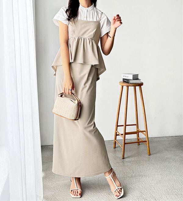 GeeRA（ジーラ）の「楽ちん！ペプラムキャミワンピース（カットソーワンピース）」｜詳細画像